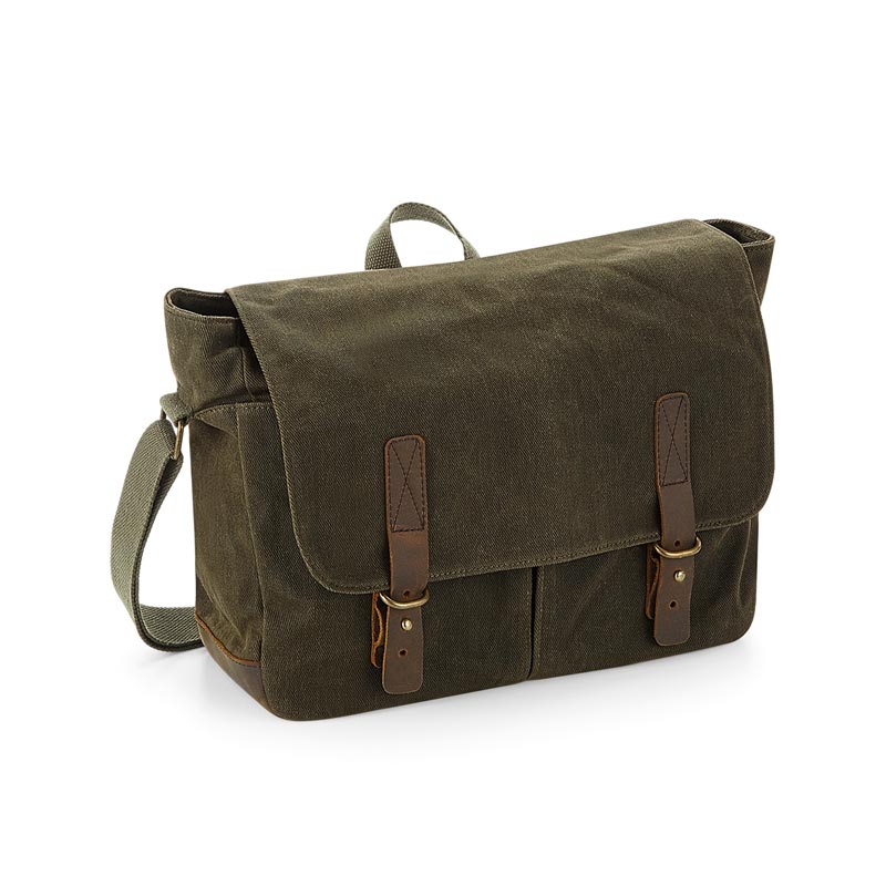 Heritage waxed canvas messenger - Olive Green One Size